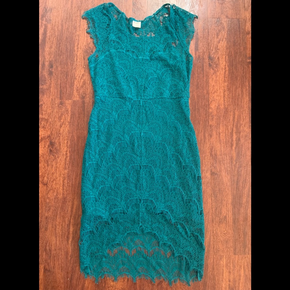 Free People intimately womens large teal lace dress